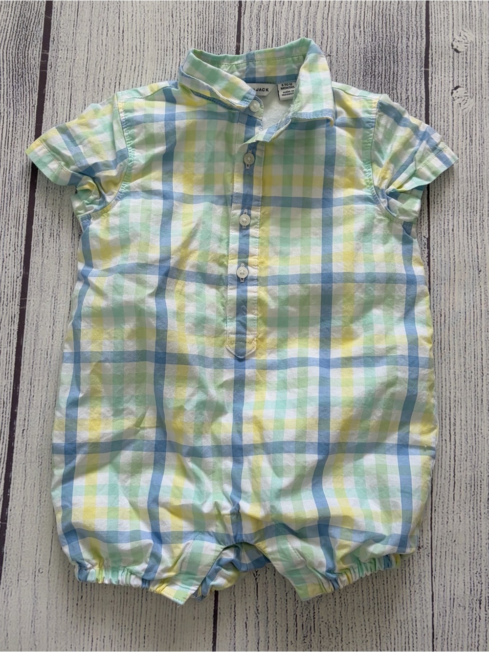 Janie & Jack Easter in Bloom Plaid Poplin Romper Size 6-12 months